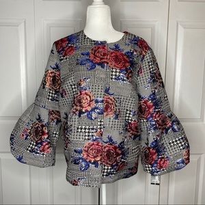 🔥SOLD🔥 Alfani Houndstooth Floral Pattern Dress Jacket XL